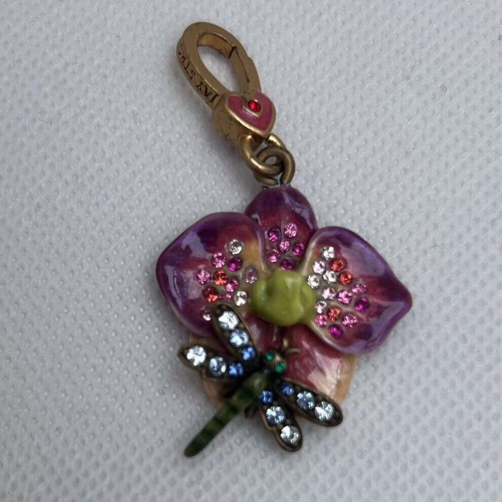 JAY STRONGWATER Orchid Dalia Dragonfly Charm SWAROVSKI CRYSTALS NEW NO Box